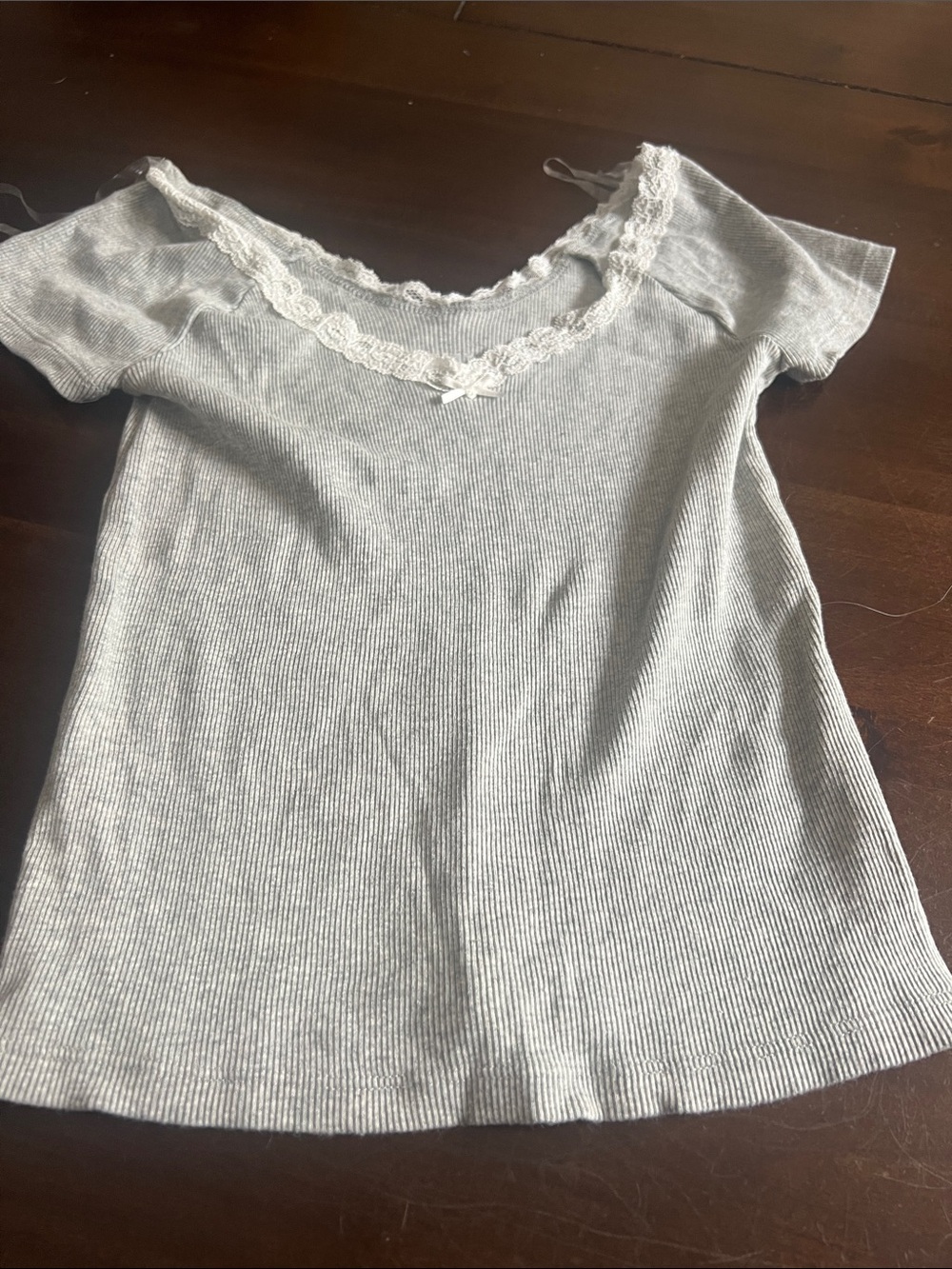juniors Lace-Trim Ribbed Top - White